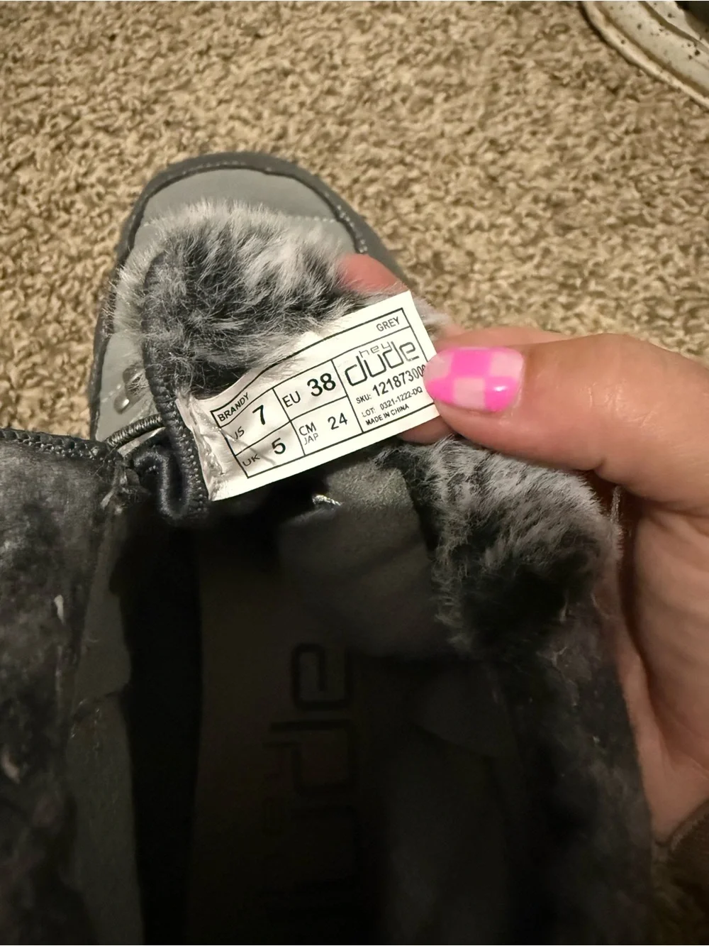 Gray Quilted Faux-Fur Trim Winter Boots